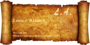 Lencz Albert névjegykártya
